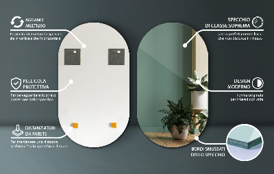 Espelho parede oval sem moldura para parede