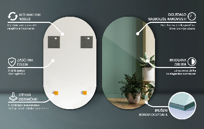 Espelho parede oval sem moldura para parede
