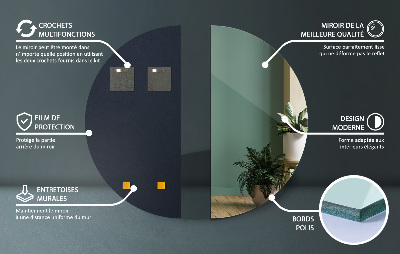 Espelho em meia lua sem moldura para parede