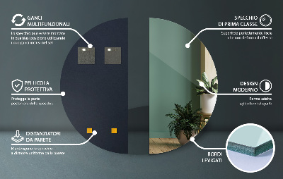 Espelho em meia lua sem moldura para parede