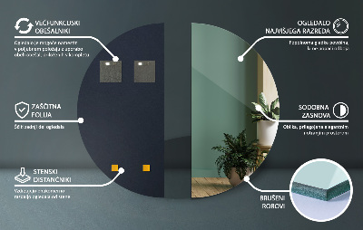 Espelho em meia lua sem moldura para parede
