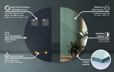 Espelho em meia lua sem moldura para parede