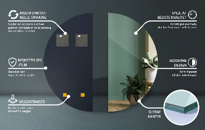 Espelho em meia lua sem moldura para parede