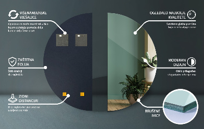 Espelho em meia lua sem moldura para parede
