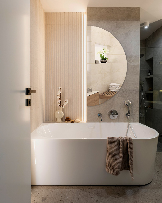 Espelho em meia lua sem moldura para parede