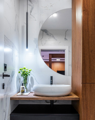 Espelho em meia lua sem moldura para parede