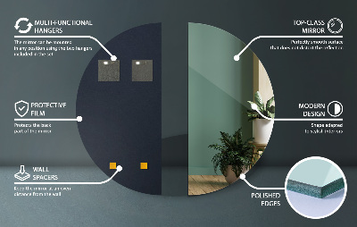 Espelho em meia lua sem moldura para parede