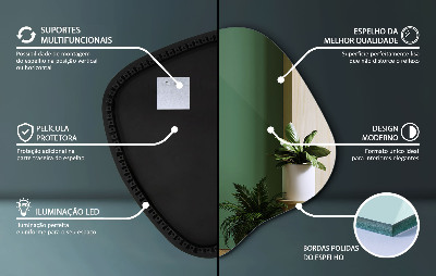 Espelho em forma de mancha LED moderno