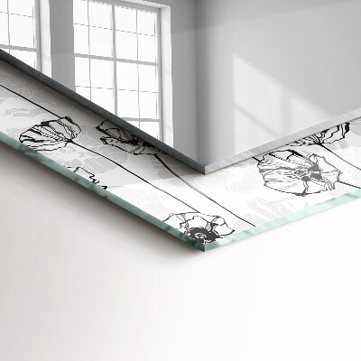 Espelho com moldura decorada Padrão monocromático de flores