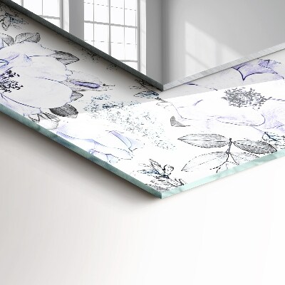 Espelho com moldura decorada Flores e folhas