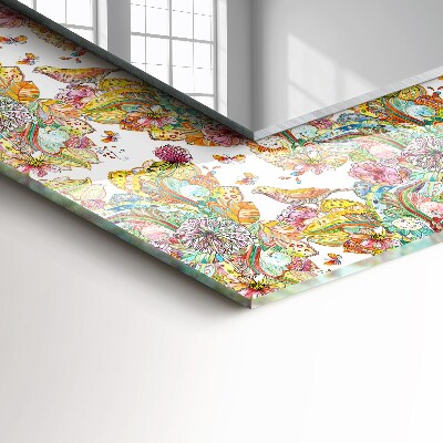 Espelho decorativo Flores de borboletas coloridas