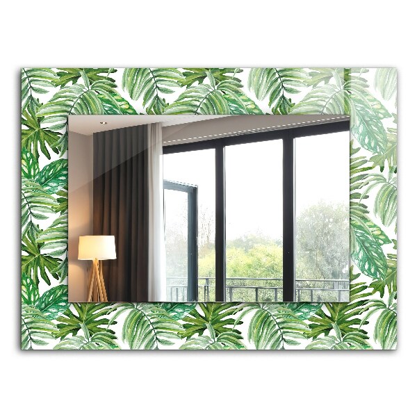 Espelho com moldura decorada Folhas tropicais verdes