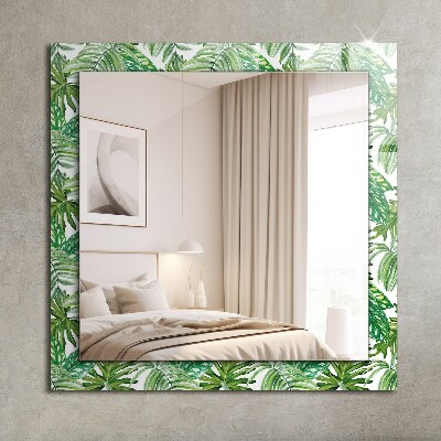Espelho com moldura decorada Folhas tropicais verdes