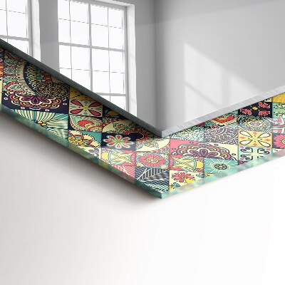 Espelho com moldura decorada Padrões coloridos de patchwork