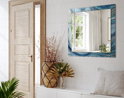 Espelho com moldura decorada Ondas azuis abstratas