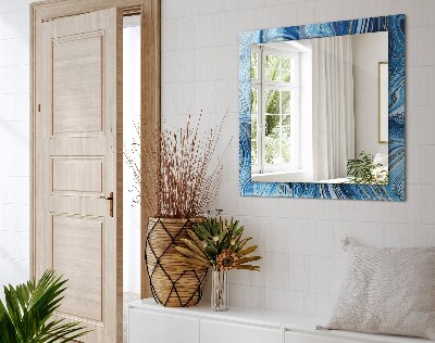 Espelho com moldura decorada Padrão azul abstrato