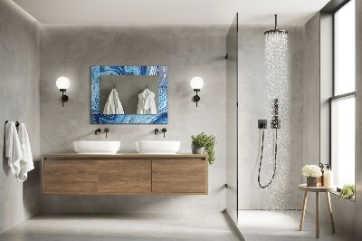 Espelho com moldura decorada Padrão azul abstrato