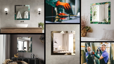 Espelho com moldura decorada Folhas hexagonais