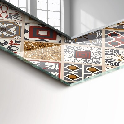 Espelho com moldura decorada Padrões de azulejos coloridos