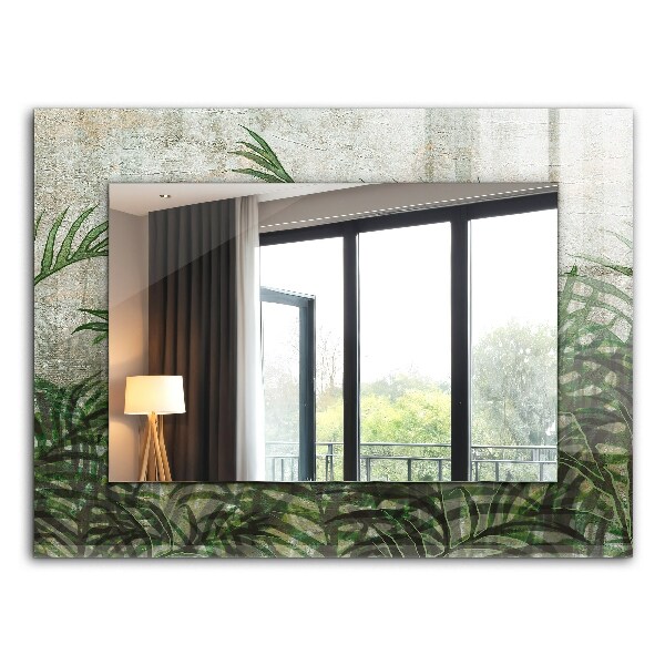 Espelho com moldura decorada Folhas verdes de samambaia