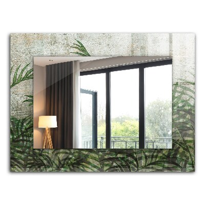 Espelho com moldura decorada Folhas verdes de samambaia