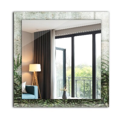 Espelho com moldura decorada Folhas verdes de samambaia