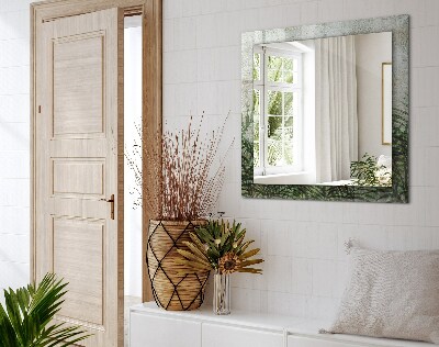 Espelho com moldura decorada Folhas verdes de samambaia