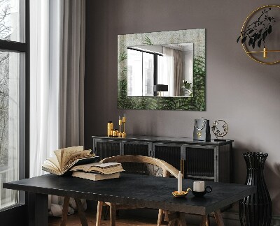 Espelho com moldura decorada Folhas verdes de samambaia