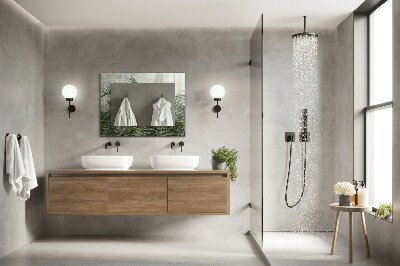 Espelho com moldura decorada Folhas verdes de samambaia