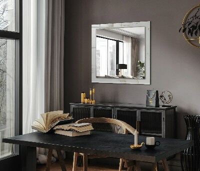 Espelho com moldura decorada Padrão de mármore branco