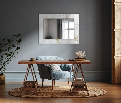 Espelho com moldura decorada Padrão de mármore branco