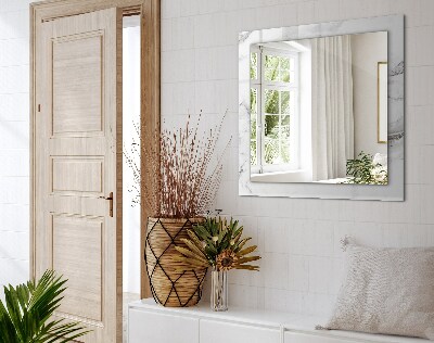 Espelho com moldura decorada Padrão de mármore branco