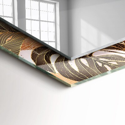 Espelho com moldura decorada Padrão tropical de folhas