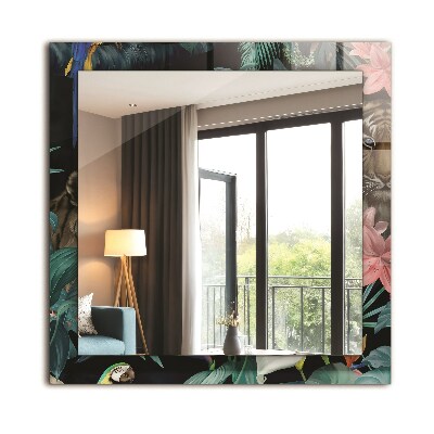 Espelho decorativo Tigres papagaios selva