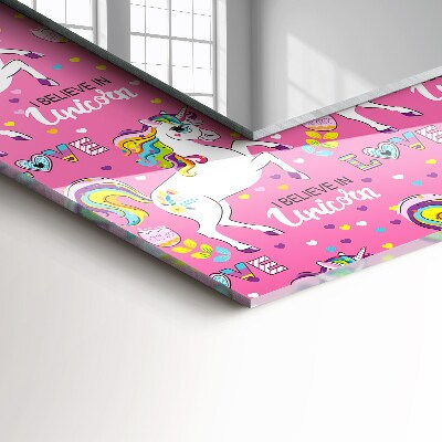 Espelho decorativo Corações de arco-íris de unicórnio