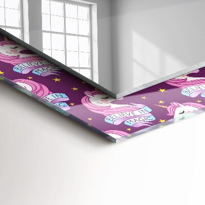 Espelho com moldura decorada Letras de estrelas de unicórnios