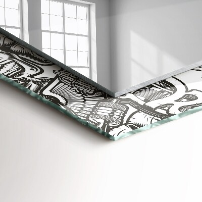 Espelho com moldura decorada Padrões em preto e branco