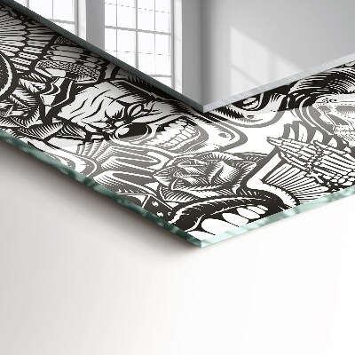 Espelho com moldura decorada Padrões em preto e branco