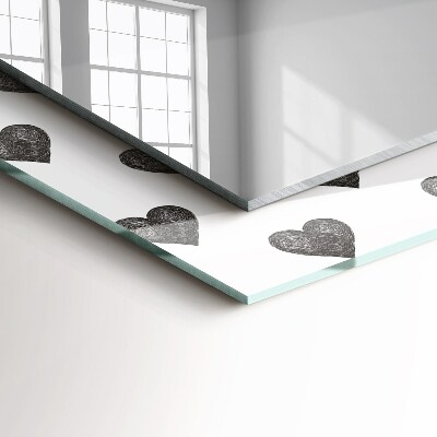 Espelho decorativo Padrão de corações pretos