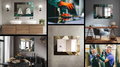 Espelho com moldura decorada Superfície metálica redonda