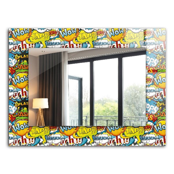 Espelho com moldura decorada Balões de fala coloridos e cômicos