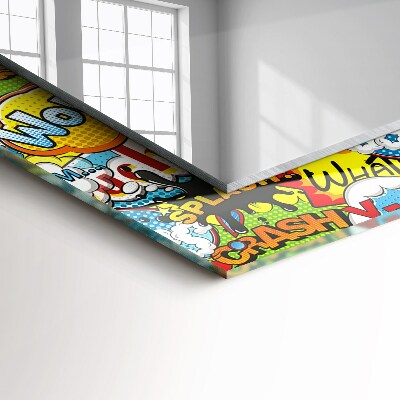 Espelho com moldura decorada Balões de fala coloridos e cômicos