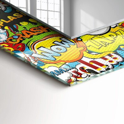 Espelho com moldura decorada Balões de fala coloridos e cômicos