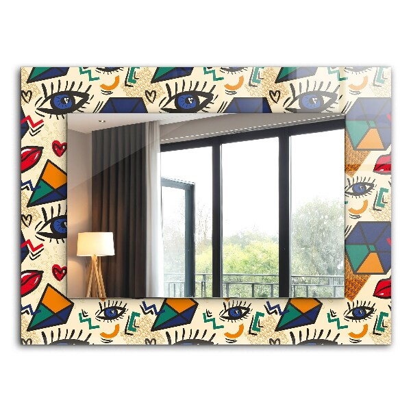 Espelho com moldura decorada Olhos, boca, formas