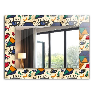 Espelho com moldura decorada Olhos, boca, formas