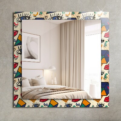 Espelho com moldura decorada Olhos, boca, formas