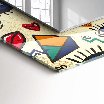 Espelho com moldura decorada Olhos, boca, formas