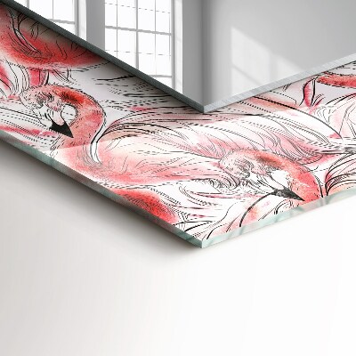 Espelho decorativo Flamingos cor de rosa