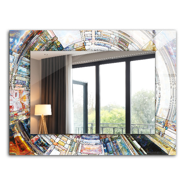 Espelho com moldura decorada Mosaico abstrato de círculos