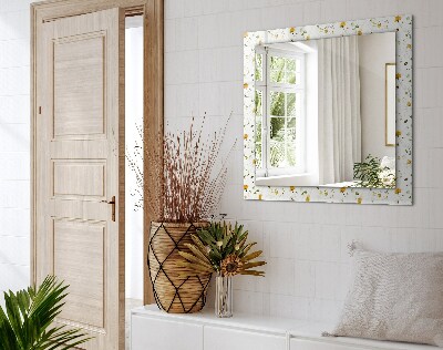 Espelho com moldura decorada Padrão de flores e folhas